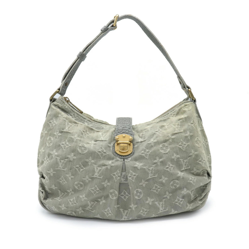 Louis Vuitton Monogram Denim Shoulder Bag Hobo Gray